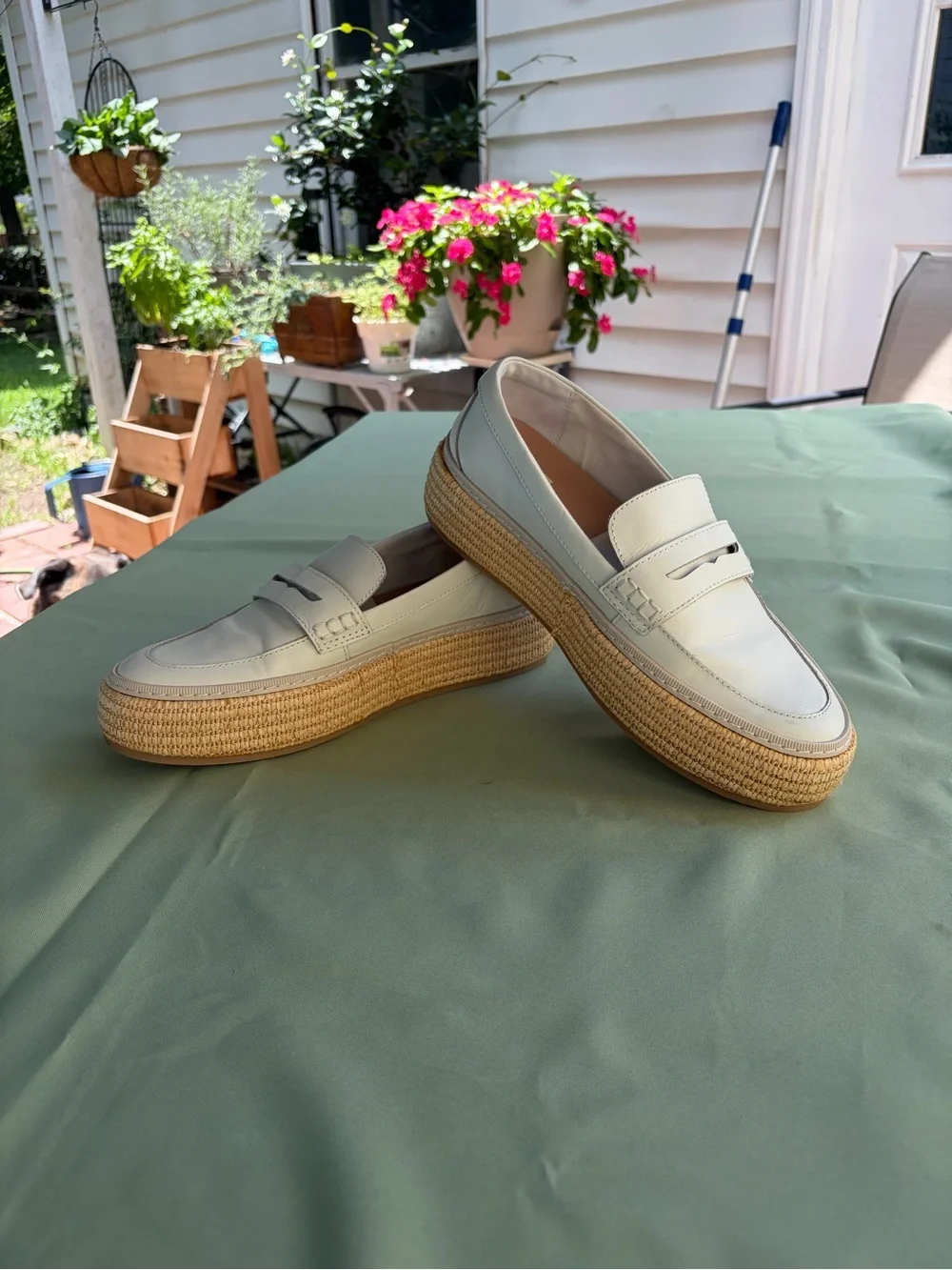Dolce Vita White Platform Leather Espadrille Loafers
